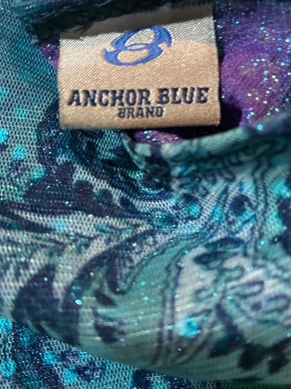 Vintage Y2K Anchor Blue Paisley Glitter Halter Top - Size OS